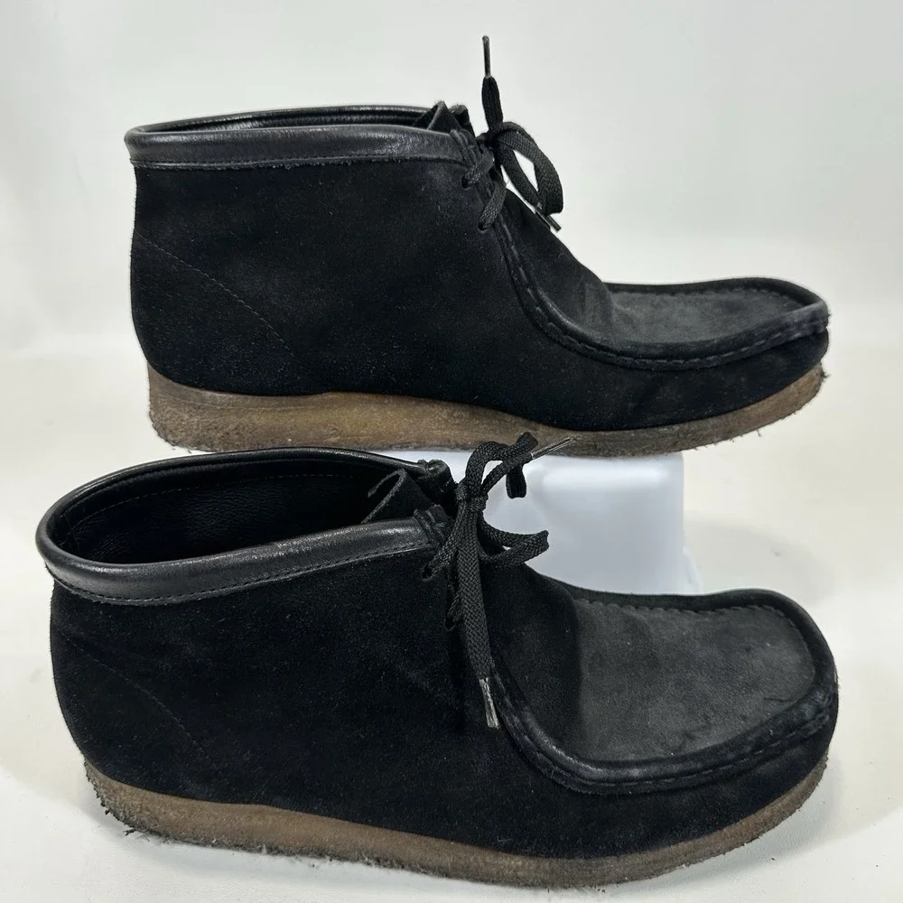 Clarks Wallabees‎ Chukka Crepe Black Leather Men's Size 12 Shoes Ankle